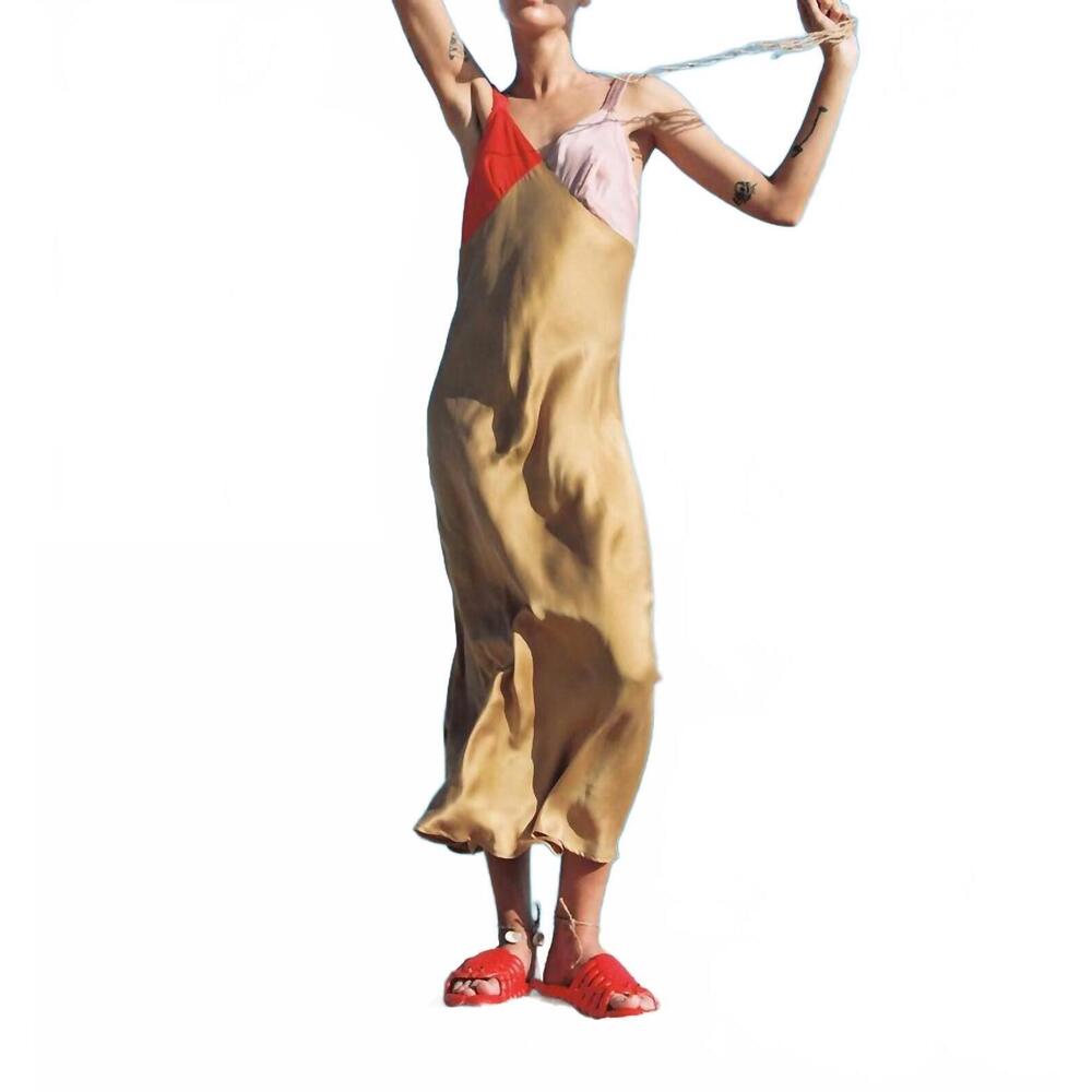 NEW SILK LAUNDRY deco snapper midi dress in multicolor